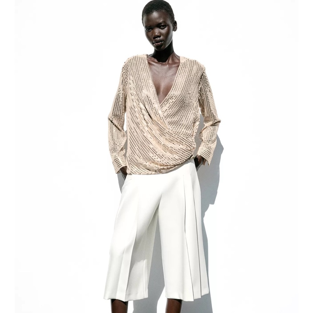 Zara Sequin Wrap Blouse